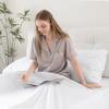 imageDOWNCOOL Queen Sheet Set  100 Cotton Sheets Queen Size Set 400 Thread Count Sateen Deep Pocket Queen Sheets Up to 16quot 4Pc Breathable Cooling Hotel Luxury Bedding Sheets ampamp Pillowcases GreyWhite