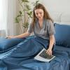 imageDOWNCOOL Queen Sheet Set  100 Cotton Sheets Queen Size Set 400 Thread Count Sateen Deep Pocket Queen Sheets Up to 16quot 4Pc Breathable Cooling Hotel Luxury Bedding Sheets ampamp Pillowcases GreyBlue