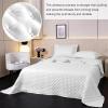 imageDOWNCOOL White Queen Quilt Bedding Set 3Pcs Ultrasonic Process Leaf Texture Pattern Queen Quilt Set Soft Lightweight Bedspread Coverlet All Season Queen Size Quilt90quotx96quotampamp 2 Pillow Shams02 White