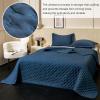 imageDOWNCOOL White Queen Quilt Bedding Set 3Pcs Ultrasonic Process Leaf Texture Pattern Queen Quilt Set Soft Lightweight Bedspread Coverlet All Season Queen Size Quilt90quotx96quotampamp 2 Pillow Shams02 Navy