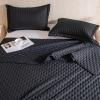 imageDOWNCOOL White Queen Quilt Bedding Set 3Pcs Ultrasonic Process Leaf Texture Pattern Queen Quilt Set Soft Lightweight Bedspread Coverlet All Season Queen Size Quilt90quotx96quotampamp 2 Pillow Shams02 Black