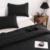 imageDOWNCOOL White Queen Quilt Bedding Set 3Pcs Ultrasonic Process Leaf Texture Pattern Queen Quilt Set Soft Lightweight Bedspread Coverlet All Season Queen Size Quilt90quotx96quotampamp 2 Pillow Shams01 Black