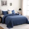 imageDOWNCOOL White Queen Quilt Bedding Set 3Pcs Ultrasonic Process Leaf Texture Pattern Queen Quilt Set Soft Lightweight Bedspread Coverlet All Season Queen Size Quilt90quotx96quotampamp 2 Pillow Shams01 Navy