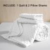 imageDOWNCOOL White Queen Quilt Bedding Set 3Pcs Ultrasonic Process Leaf Texture Pattern Queen Quilt Set Soft Lightweight Bedspread Coverlet All Season Queen Size Quilt90quotx96quotampamp 2 Pillow Shams02 White