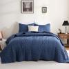 imageDOWNCOOL White Queen Quilt Bedding Set 3Pcs Ultrasonic Process Leaf Texture Pattern Queen Quilt Set Soft Lightweight Bedspread Coverlet All Season Queen Size Quilt90quotx96quotampamp 2 Pillow Shams01 Navy