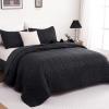 imageDOWNCOOL White Queen Quilt Bedding Set 3Pcs Ultrasonic Process Leaf Texture Pattern Queen Quilt Set Soft Lightweight Bedspread Coverlet All Season Queen Size Quilt90quotx96quotampamp 2 Pillow Shams01 Black