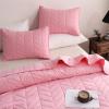 imageDOWNCOOL White Queen Quilt Bedding Set 3Pcs Ultrasonic Process Leaf Texture Pattern Queen Quilt Set Soft Lightweight Bedspread Coverlet All Season Queen Size Quilt90quotx96quotampamp 2 Pillow Shams01 Pink