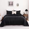 imageDOWNCOOL White Queen Quilt Bedding Set 3Pcs Ultrasonic Process Leaf Texture Pattern Queen Quilt Set Soft Lightweight Bedspread Coverlet All Season Queen Size Quilt90quotx96quotampamp 2 Pillow Shams01 Black