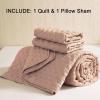imageDOWNCOOL White Queen Quilt Bedding Set 3Pcs Ultrasonic Process Leaf Texture Pattern Queen Quilt Set Soft Lightweight Bedspread Coverlet All Season Queen Size Quilt90quotx96quotampamp 2 Pillow Shams02 Khaki