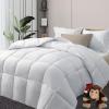imageDOWNCOOL Comforters Queen Size Duvet InsertWhite Stripe All Season Duvet Lightweight Quilt Down Alternative Hotel Comforter with Corner Tabs White Stripe Queen 88x92 Inches