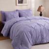 imageDOWNCOOL Lavender Purple Queen Comforter Set 7 Piece Pintuck Bed in A Bag Queen Pinch Pleat Bed SetAll Season Bedding Sets with Comforter Flat Sheet Fitted Sheet Pillowcases ampamp ShamsLavender Purple