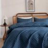 imageDOWNCOOL White Queen Quilt Bedding Set 3Pcs Ultrasonic Process Leaf Texture Pattern Queen Quilt Set Soft Lightweight Bedspread Coverlet All Season Queen Size Quilt90quotx96quotampamp 2 Pillow Shams02 Navy
