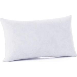 imageDOWNCOOL 100 Cotton Stuffer Throw Pillow Insert Set of 2 Rectangle Down and Feather Filled Decorative Bed Sofa Insert 12x20 Inch White1 Pack Feather