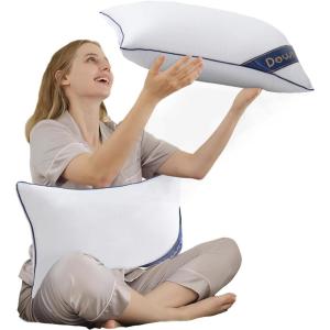 imageDOWNCOOL 100 Cotton Stuffer Throw Pillow Insert Set of 2 Rectangle Down and Feather Filled Decorative Bed Sofa Insert 12x20 Inch White2 Pack Down Alternative