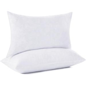 imageDOWNCOOL 100 Cotton Stuffer Throw Pillow Insert Set of 2 Rectangle Down and Feather Filled Decorative Bed Sofa Insert 12x20 Inch White2 Pack Feather