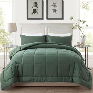 imageDOWNCOOL All Seasons Sage Green Bedding Comforters ampamp Sets with 2 Pillow Cases 3 Pieces Down Alternative Comforter Set Bedding Comforter Sets Queen Lightweight and Noiseless Queen88x90 inchesSage Green