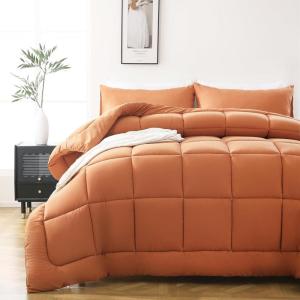 imageDOWNCOOL All Seasons Sage Green Bedding Comforters ampamp Sets with 2 Pillow Cases 3 Pieces Down Alternative Comforter Set Bedding Comforter Sets Queen Lightweight and Noiseless Queen88x90 inchesOrange
