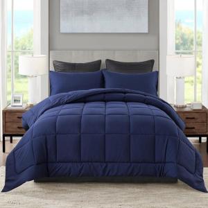 imageDOWNCOOL All Seasons Sage Green Bedding Comforters ampamp Sets with 2 Pillow Cases 3 Pieces Down Alternative Comforter Set Bedding Comforter Sets Queen Lightweight and Noiseless Queen88x90 inchesNavy