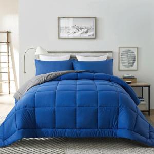 imageDOWNCOOL All Seasons Sage Green Bedding Comforters ampamp Sets with 2 Pillow Cases 3 Pieces Down Alternative Comforter Set Bedding Comforter Sets Queen Lightweight and Noiseless Queen88x90 inchesBlueGrey