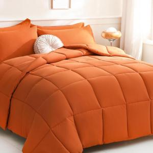 imageDOWNCOOL Comforters Queen Size Duvet InsertSage Green All Season Duvet Lightweight Quilt Down Alternative Hotel Comforter with Corner Tabs Sage Green Queen 88x92 InchesBurnt Orange