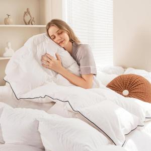 imageDOWNCOOL Goose Feather Down Comforter Queen Size  750 Fill Power Duvet Insert  Ultra Soft Hotel Collection Comforter