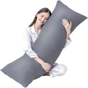 imageDOWNCOOL Luxury Full Body Pillow Insert with Fiber Cover  Ultra Soft Body Pillow for Sleeping  Breathable Long Bed Pillow Insert 20quotx54quotBlack with CoverGrey