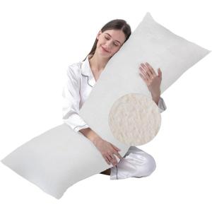 imageDOWNCOOL Luxury Full Body Pillow Insert with Fiber Cover  Ultra Soft Body Pillow for Sleeping  Breathable Long Bed Pillow Insert 20quotx54quotBlack with CoverFaux Furwhite