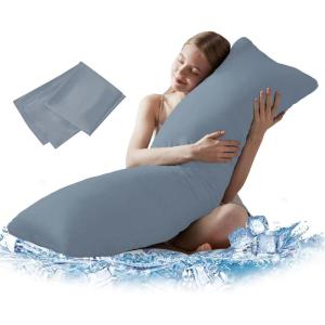 imageDOWNCOOL Luxury Full Body Pillow Insert with Fiber Cover  Ultra Soft Body Pillow for Sleeping  Breathable Long Bed Pillow Insert 20quotx54quotBlack with CoverCoolinggrey