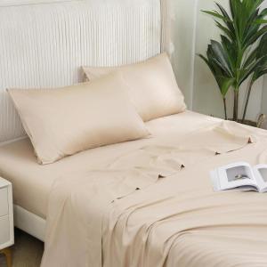 imageDOWNCOOL Queen Sheet Set  100 Cotton Sheets Queen Size Set 400 Thread Count Sateen Deep Pocket Queen Sheets Up to 16quot 4Pc Breathable Cooling Hotel Luxury Bedding Sheets ampamp Pillowcases GreyBeige