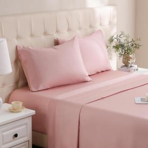 imageDOWNCOOL Queen Sheet Set  100 Cotton Sheets Queen Size Set 400 Thread Count Sateen Deep Pocket Queen Sheets Up to 16quot 4Pc Breathable Cooling Hotel Luxury Bedding Sheets ampamp Pillowcases GreyPink