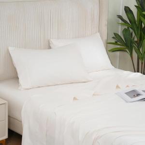 imageDOWNCOOL Queen Sheet Set  100 Cotton Sheets Queen Size Set 400 Thread Count Sateen Deep Pocket Queen Sheets Up to 16quot 4Pc Breathable Cooling Hotel Luxury Bedding Sheets ampamp Pillowcases GreyCream White