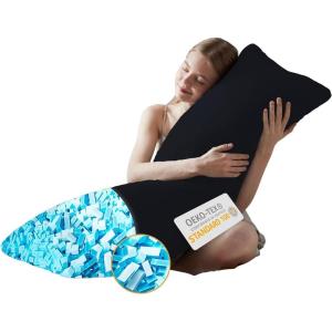 imageDOWNCOOL Full Body Pillow for Adults Ultra Soft Long Bed Pillow with Removable Cover Cooling Breathable Polyester Microfiber Large Body Pillow 20x54 inch with CoverBlack