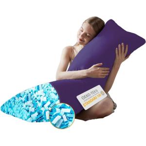 imageDOWNCOOL Full Body Pillow for Adults Ultra Soft Long Bed Pillow with Removable Cover Cooling Breathable Polyester Microfiber Large Body Pillow 20x54 inch with CoverPurple