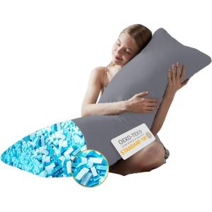 imageDOWNCOOL Full Body Pillow for Adults Ultra Soft Long Bed Pillow with Removable Cover Cooling Breathable Polyester Microfiber Large Body Pillow 20x54 inch with CoverGrey
