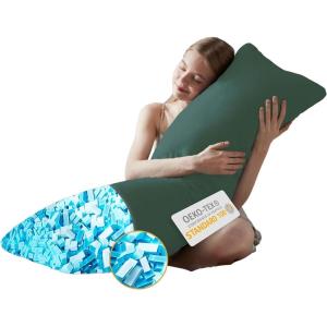 imageDOWNCOOL Full Body Pillow for Adults Ultra Soft Long Bed Pillow with Removable Cover Cooling Breathable Polyester Microfiber Large Body Pillow 20x54 inch with CoverGreen