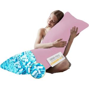 imageDOWNCOOL Full Body Pillow for Adults Ultra Soft Long Bed Pillow with Removable Cover Cooling Breathable Polyester Microfiber Large Body Pillow 20x54 inch with CoverPink
