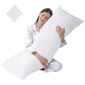 imageDOWNCOOL Full Body Pillow for Adults Ultra Soft Long Bed Pillow with Removable Cover Cooling Breathable Polyester Microfiber Large Body Pillow 20x54 inch with CoverOffwhite