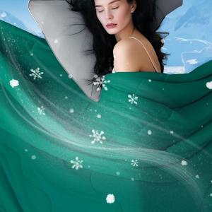 image:imageDOWNCOOL Cooling Comforter Queen Size Green Cooling Blanket for Hot Sleeper Lightweight amp Breathable Blanket for Night SweatsDualSide Cooling Summer Bedding90X9003green