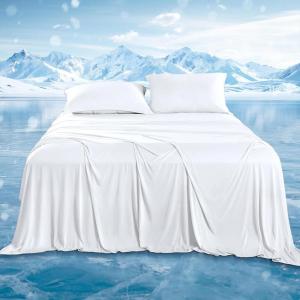 image:imageDOWNCOOL 4Piece Cooling Sheet Set Full Size Cooling Bed Sheets for Hot Sleepers and Night Sweats QMaxgt04 Soft amp Breathable Summer Bedding Sheets Deep Pocket Up to 15 GreyWhite