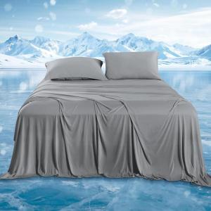 image:imageDOWNCOOL 4Piece Cooling Sheet Set Full Size Cooling Bed Sheets for Hot Sleepers and Night Sweats QMaxgt04 Soft amp Breathable Summer Bedding Sheets Deep Pocket Up to 15 GreyGrey