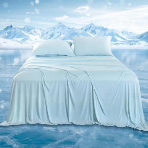 image:imageDOWNCOOL 4Piece Cooling Sheet Set Full Size Cooling Bed Sheets for Hot Sleepers and Night Sweats QMaxgt04 Soft amp Breathable Summer Bedding Sheets Deep Pocket Up to 15 GreyBlue