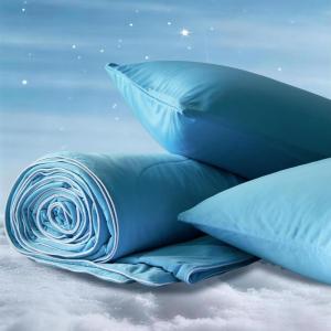 image:imageDOWNCOOL Cooling Comforter Set Queen SizeLightweight Blanket for Hot Sleepers10cm Cooling Pillowcases3 Pieces Bedding Sets UltraCool Fabric with MoistureWicking amp QuickDryGrey9090Blue