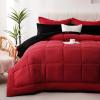 image:imageDOWNCOOL Full Size Comforter Sets 7Pcs Full Size Bedding Sets Dark Purple All Season Down Alternative Bedding Comforter Sets with Comforter Flat Sheet Fitted Sheet 2 Pillow Shams amp 2 PillowcasesRedBlack
