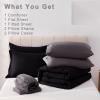 image:imageDOWNCOOL Full Size Comforter Sets 7Pcs Full Size Bedding Sets Dark Purple All Season Down Alternative Bedding Comforter Sets with Comforter Flat Sheet Fitted Sheet 2 Pillow Shams amp 2 PillowcasesBlackGrey