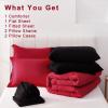 image:imageDOWNCOOL Full Size Comforter Sets 7Pcs Full Size Bedding Sets Dark Purple All Season Down Alternative Bedding Comforter Sets with Comforter Flat Sheet Fitted Sheet 2 Pillow Shams amp 2 PillowcasesRedBlack