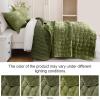 image:imageDOWNCOOL Velvet Quilt Set King Size 3 Pieces Soft Lightweight Quilted Velvet Bedspread Coverlet Bedding with 2 Pillow Shams for All Season Cream WhiteOlive Green