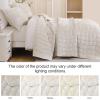image:imageDOWNCOOL Velvet Quilt Set King Size 3 Pieces Soft Lightweight Quilted Velvet Bedspread Coverlet Bedding with 2 Pillow Shams for All Season Cream WhiteCream White