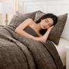image:imageDOWNCOOL Velvet Quilt Set King Size 3 Pieces Soft Lightweight Quilted Velvet Bedspread Coverlet Bedding with 2 Pillow Shams for All Season Cream WhiteMocha Brown