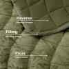 image:imageDOWNCOOL Velvet Quilt Set King Size 3 Pieces Soft Lightweight Quilted Velvet Bedspread Coverlet Bedding with 2 Pillow Shams for All Season Cream WhiteOlive Green