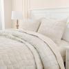 image:imageDOWNCOOL Velvet Quilt Set King Size 3 Pieces Soft Lightweight Quilted Velvet Bedspread Coverlet Bedding with 2 Pillow Shams for All Season Cream WhiteCream White